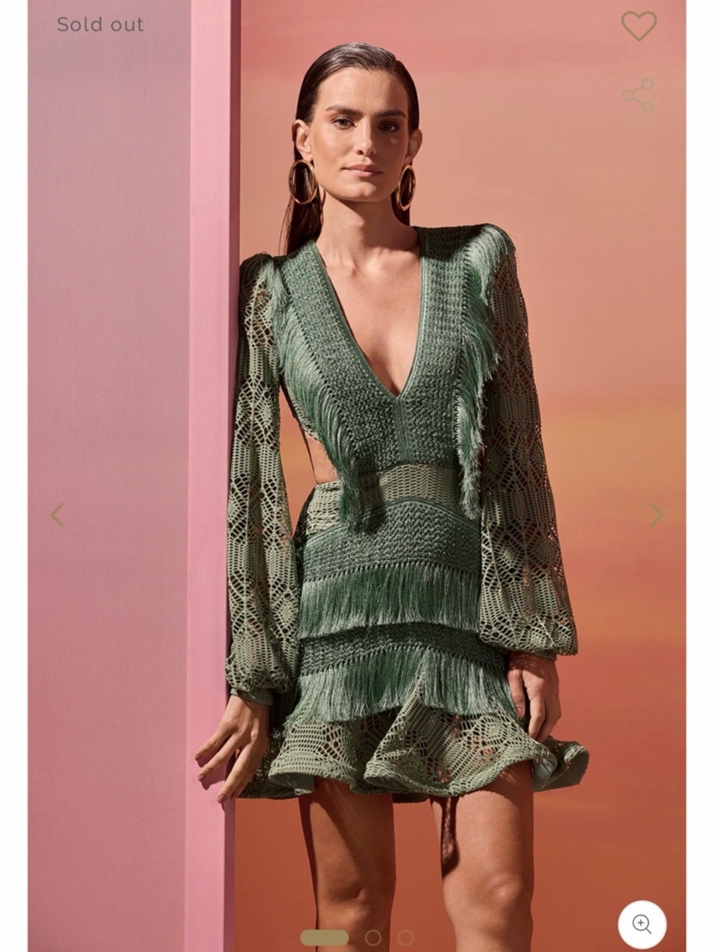PATBO SAMBA FRINGE LONG SLEEVE MINI DRESS